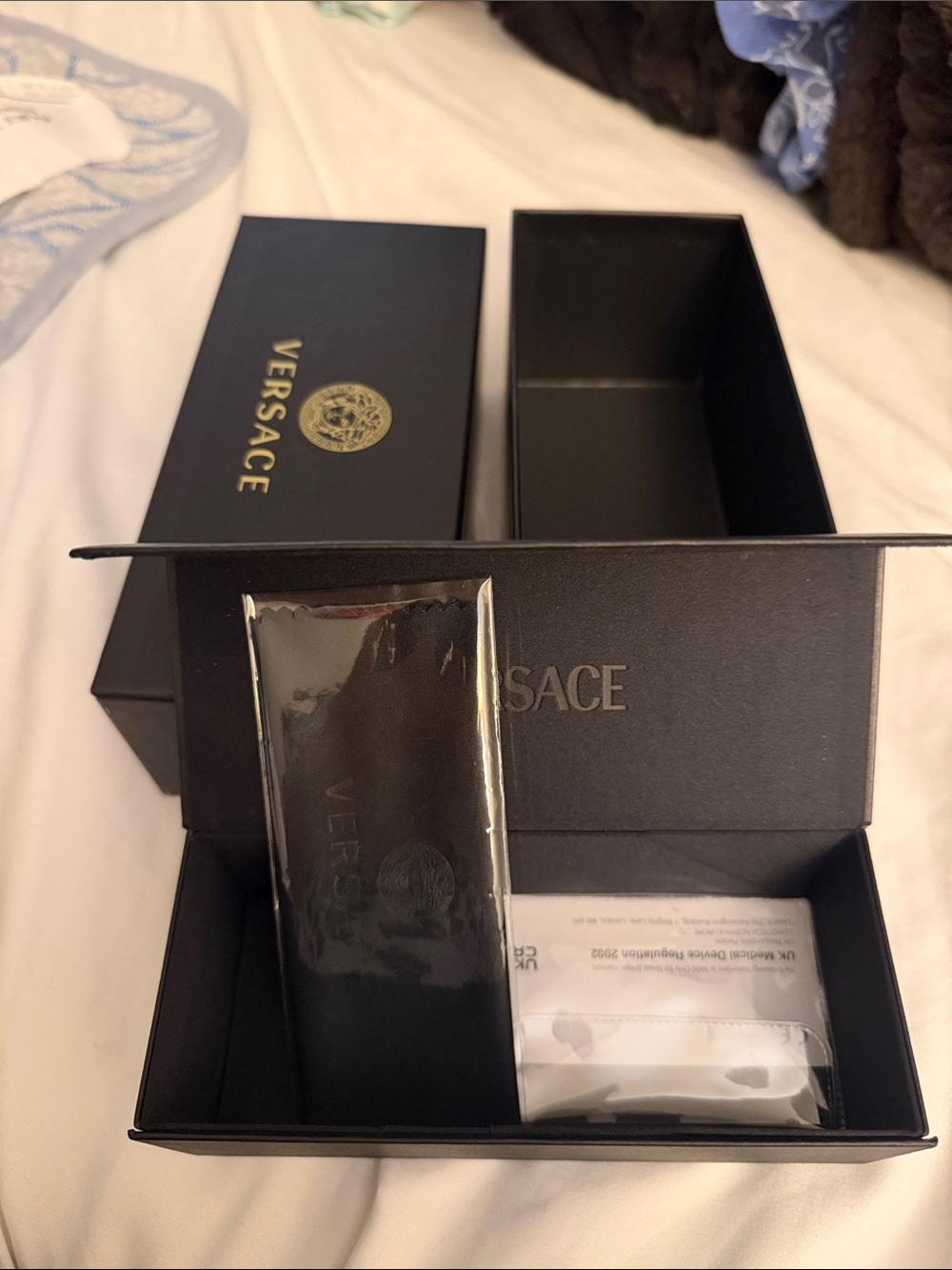 Versace Black and Silver Leather Money Clip with Logo